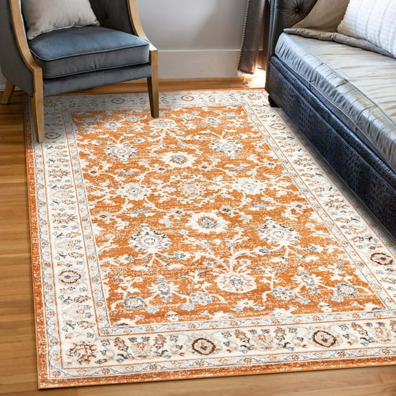 Unique Loom Charlotte Collection Area Rug - Carmel (6' 1" x 9' Rectangle Rust Red/Beige)
