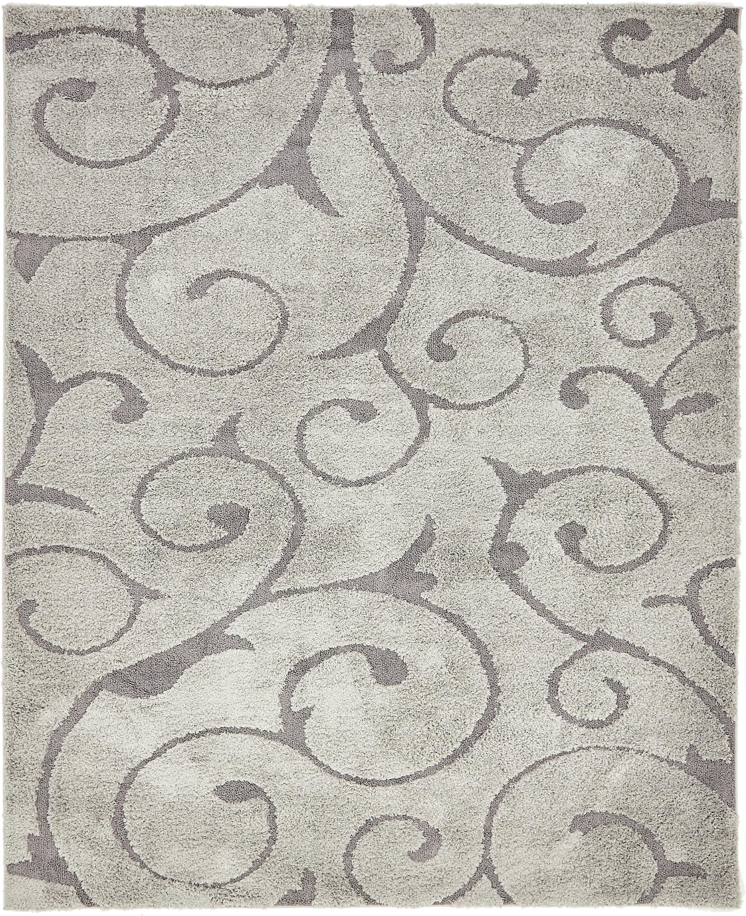 Gray Floral Shag 8' x 10' Synthetic Area Rug