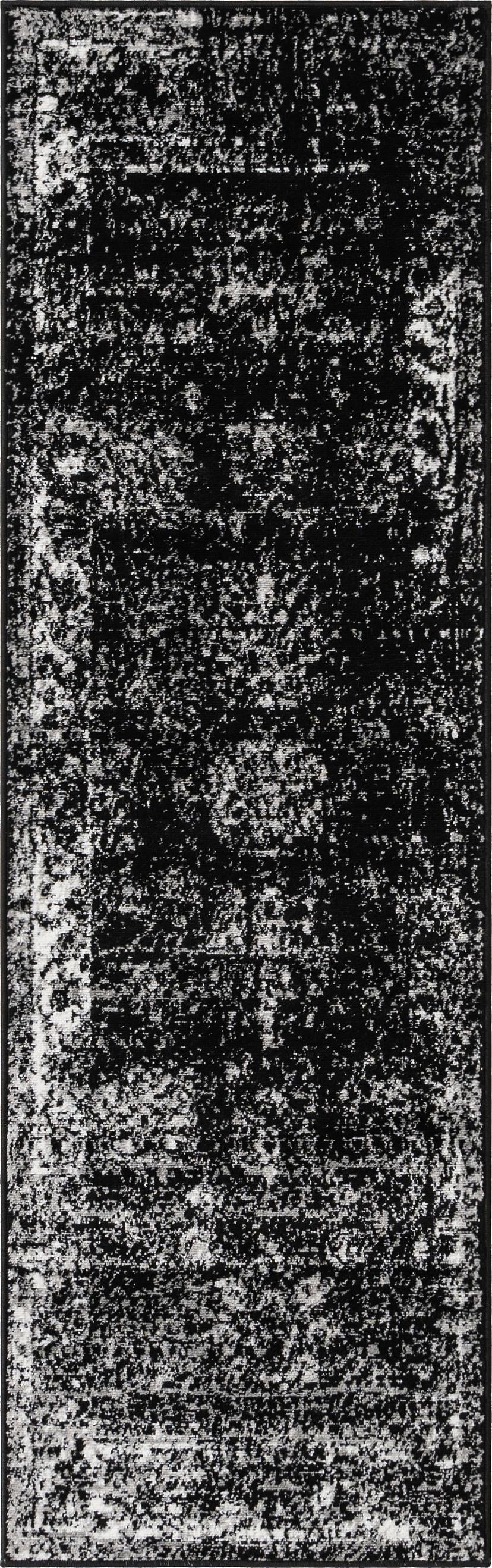 Unique Loom Casino Sofia Rug Black/Ivory 2' x 6' 7" Runner Floral