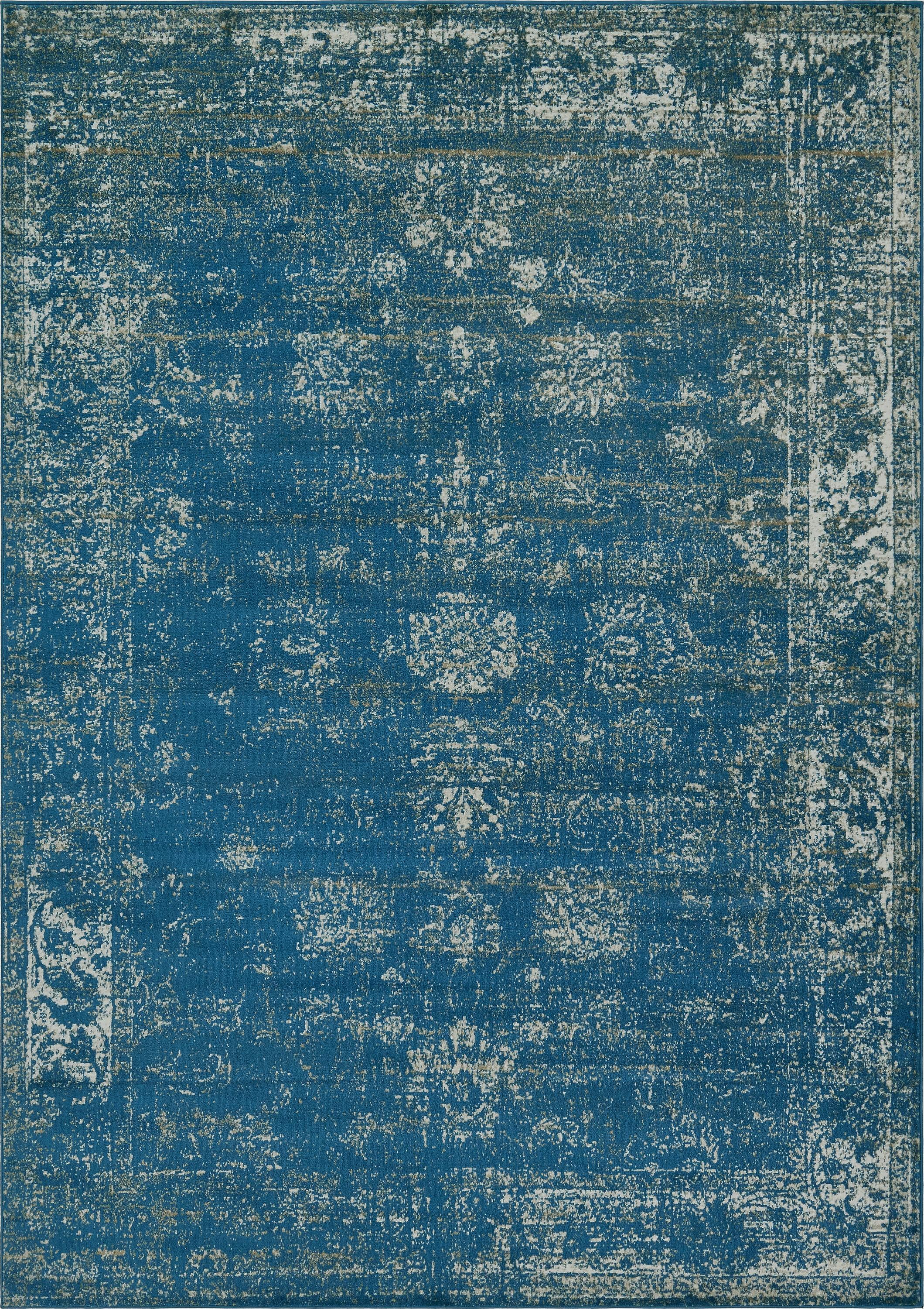 Sofia Blue Abstract Rectangular Indoor Rug - Easy Care & Stain-resistant
