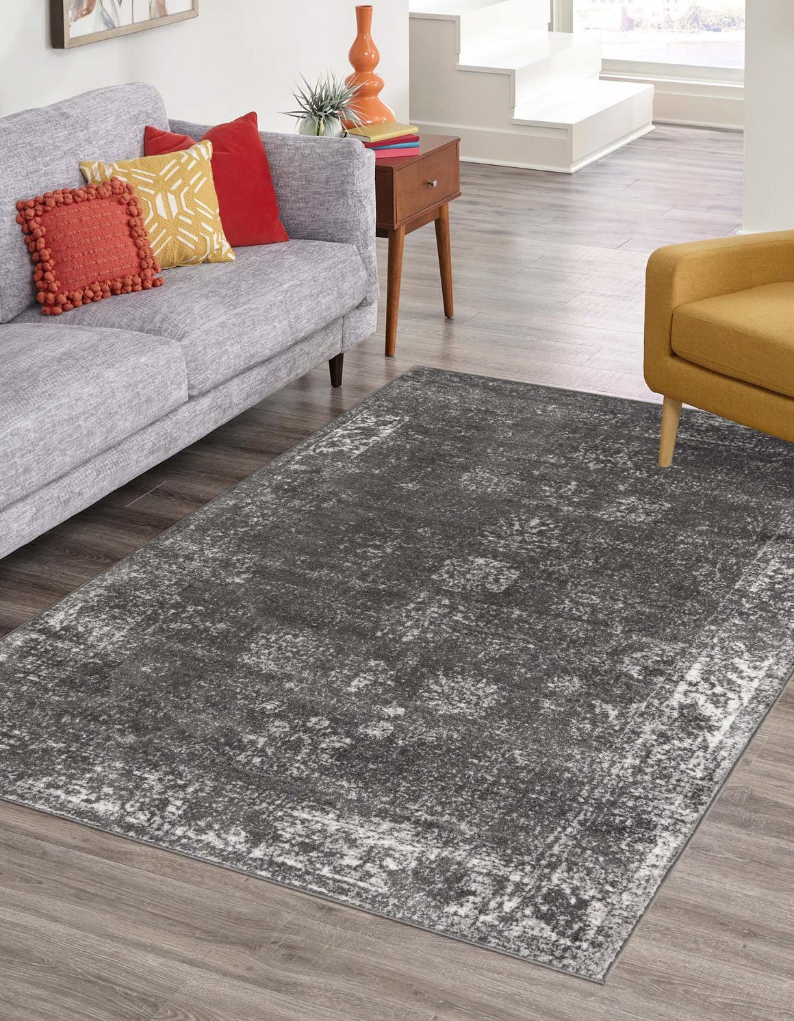 Unique Loom Casino Sofia Rug Dark Gray/Ivory 9' x 12' Rectangle Floral Bohemian Perfect For Living Room Bed Room Dining Room Office - image 1 of 8