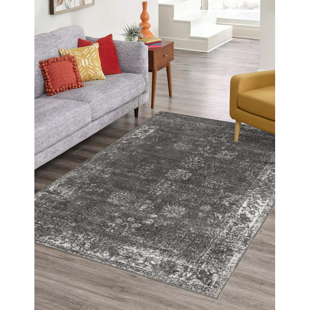 Unique Loom Casino Sofia Rug Dark Gray/Ivory 9' x 12' Rectangle Floral Bohemian Perfect For Living Room Bed Room Dining Room Office