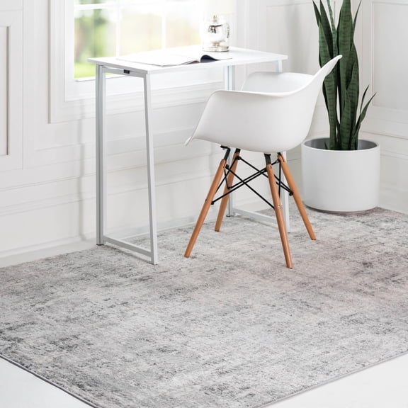 Unique Loom Caspian Collection Area Rug - Baku (4' 1" x 6' 1" Rectangle Gray/Silver)