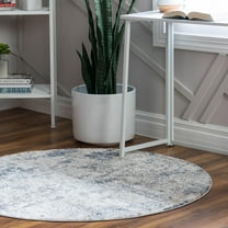 Unique Loom Caspian Collection Area Rug - Ramsar (4' 1" Round Cream/Ivory)