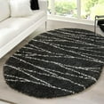 thumbnail image 1 of Unique Loom Serenity Shag Collection Area Rug - Castries (7' 10" x 10' Oval Black and White), 1 of 12