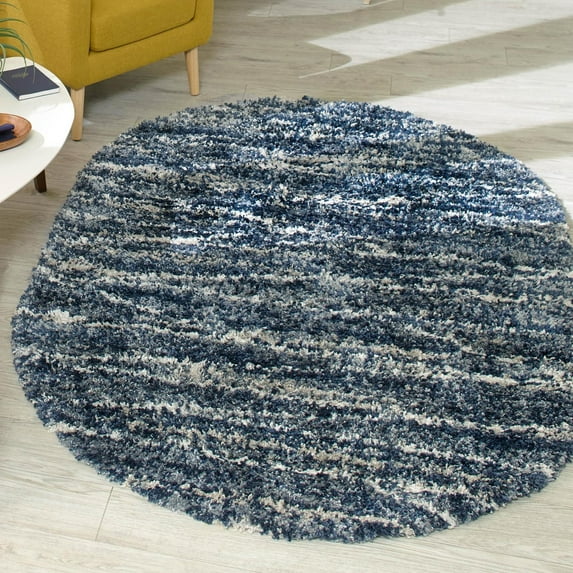 Unique Loom Serenity Shag Collection Area Rug - Castries (7' 10" x 10' Oval Blue/Ivory)