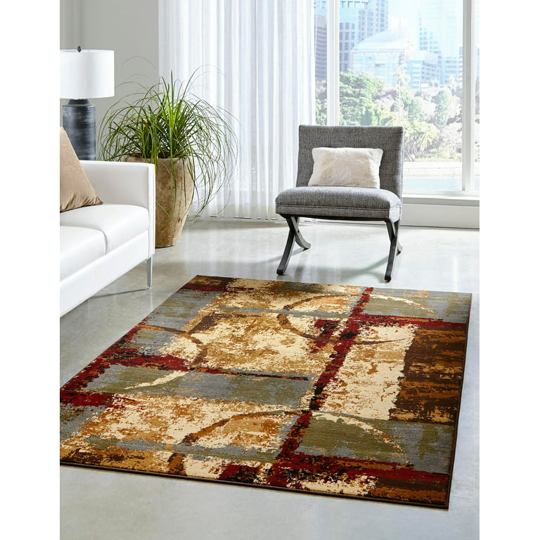 Unique Loom Catuai Barista Rug Multi/Brown 10' x 13' 1 Rectangle Geometric  Contemporary Perfect For Living Room Bed Room Dining Room Office 
