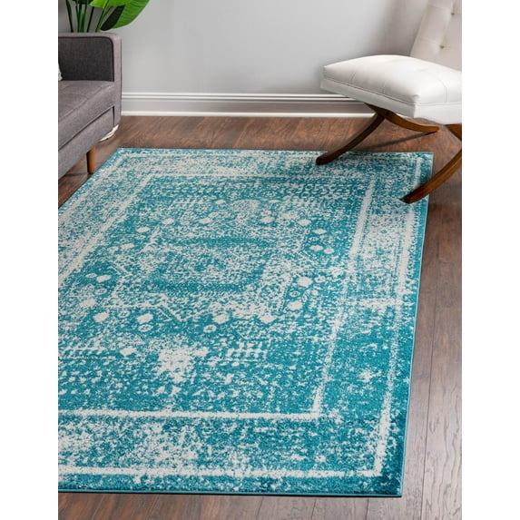 Unique Loom Cavalli Rosso Rug Blue/Ivory 2' x 3' 1" Rectangle Border Comfort Perfect For Living Room Bed Room Dining Room Office