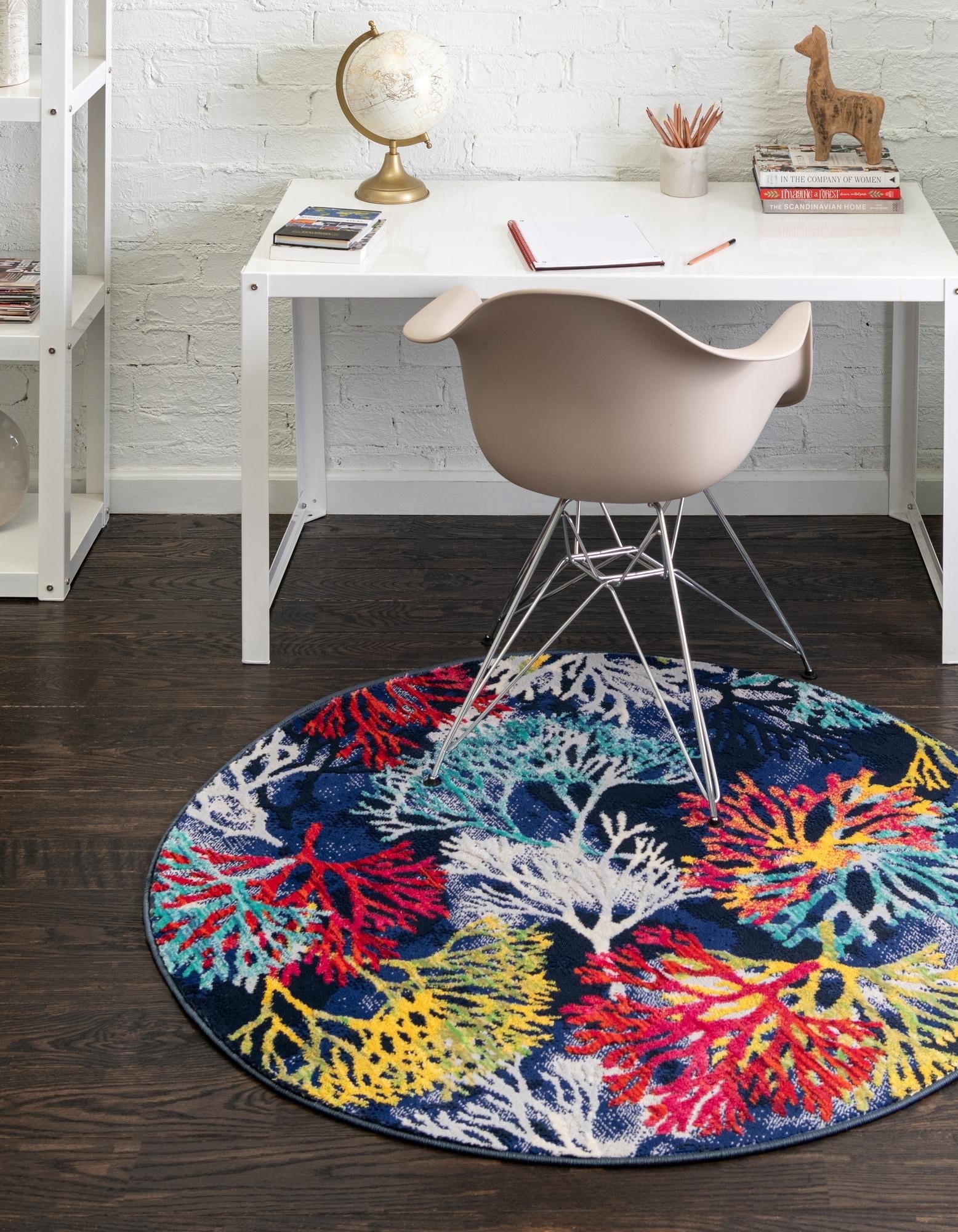 Unique Loom Ariel Collection Area Rug - Cay (7' Round Multi/Black ...
