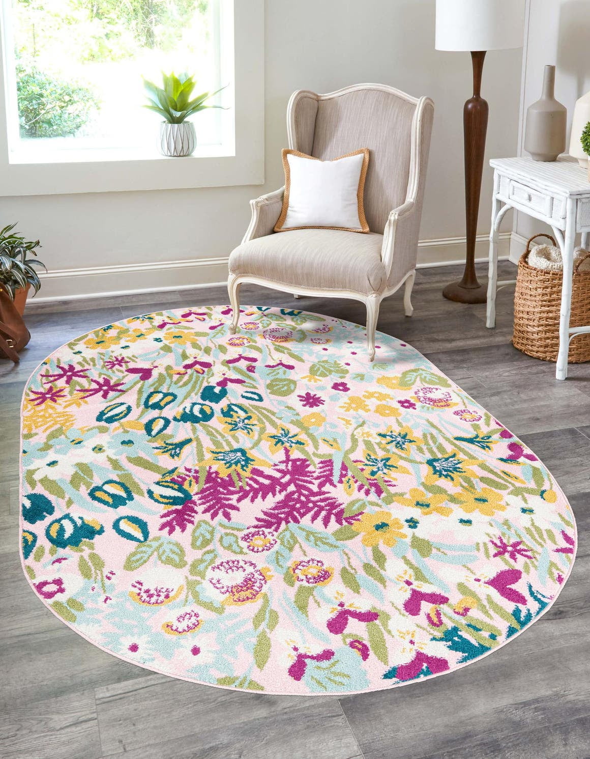 Unique Loom Celosia Bloom Rug ,Oval,6' 1