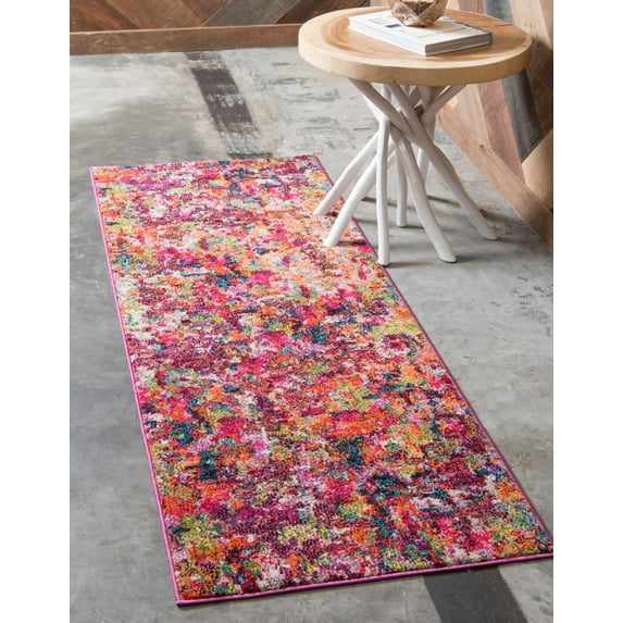 Unique Loom Champagne Chromatic Rug , 2' 2" x 6' 0" , Magenta