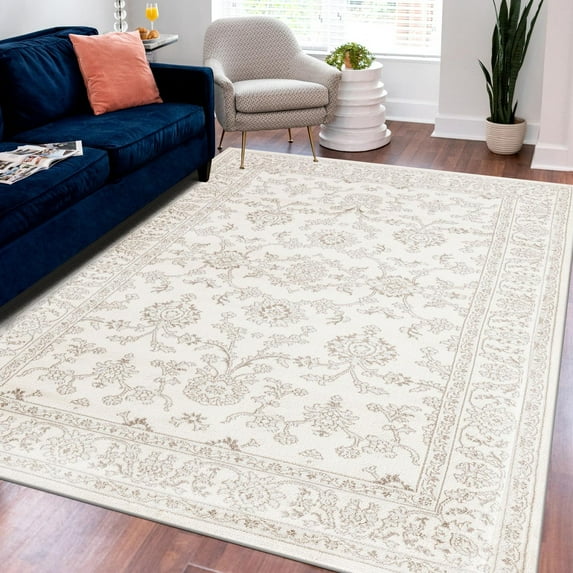 Unique Loom Charlotte Collection Area Rug - Carmel (6' 1" x 9' Rectangle Ivory/Light Brown)