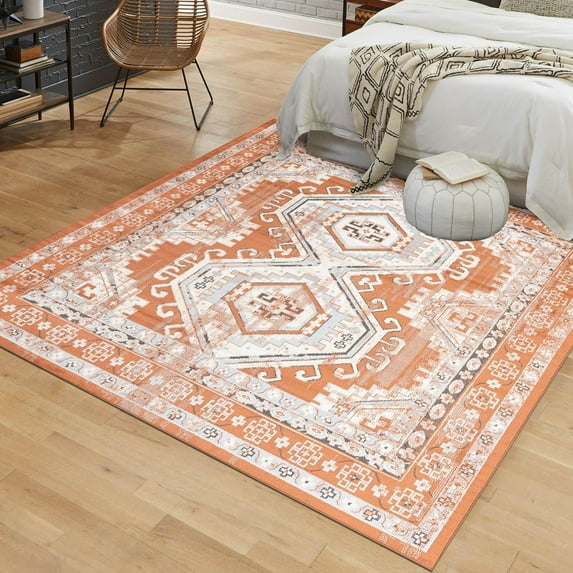 Unique Loom Charlotte Collection Area Rug - Quail (12' Square Terracotta/Light Blue)