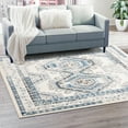 thumbnail image 1 of Unique Loom Charlotte Collection Area Rug - Quail (5' 3" Square Ivory Aqua/Blue), 1 of 6