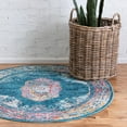 thumbnail image 1 of Unique Loom Charm Collection Area Rug - Clover (5' 3" Round Turquoise/Blue), 1 of 7
