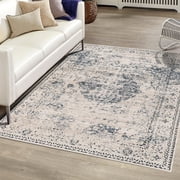 Unique Loom Chateau Collection Area Rug - Hoover (4' 1" x 6' 1" Rectangle Dark Blue/Beige)