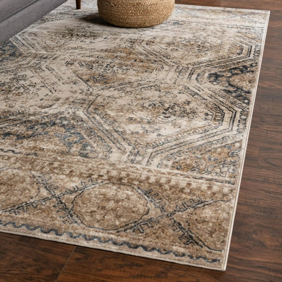 Unique Loom Chateau Collection Area Rug - Jackson (4' 1" x 6' 1" Rectangle Blue Beige/Brown)