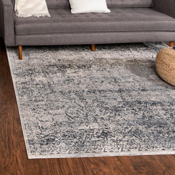 Unique Loom Chateau Collection Area Rug - Jefferson (7' 1" Square Blue Gray/Beige)