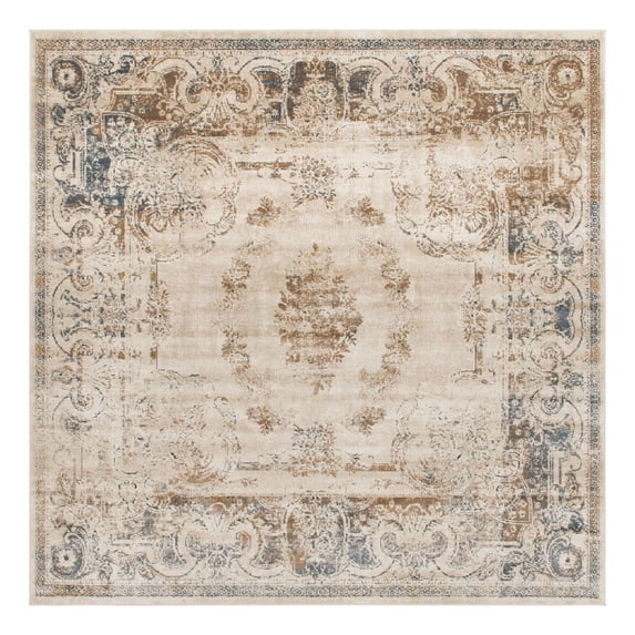 Unique Loom Chateau Collection Area Rug - Lincoln (7' 1" Square Blue Cream/Brown)
