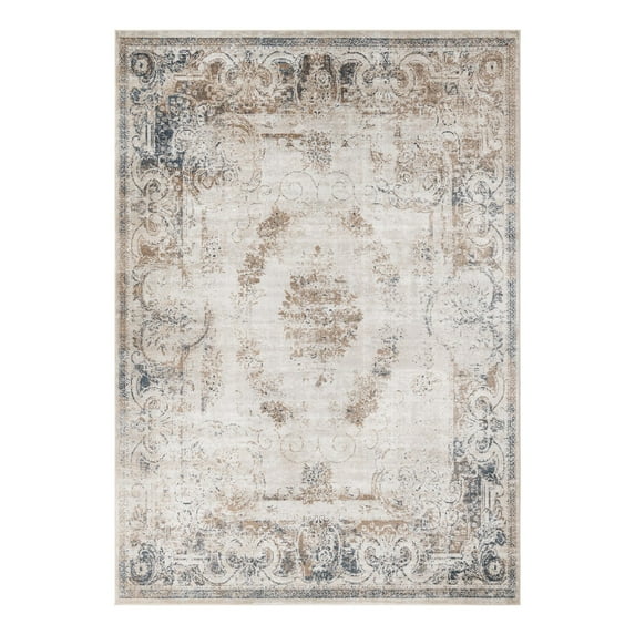 Unique Loom Chateau Collection Area Rug - Lincoln (7' 10" x 11' Rectangle Blue Cream/Brown)