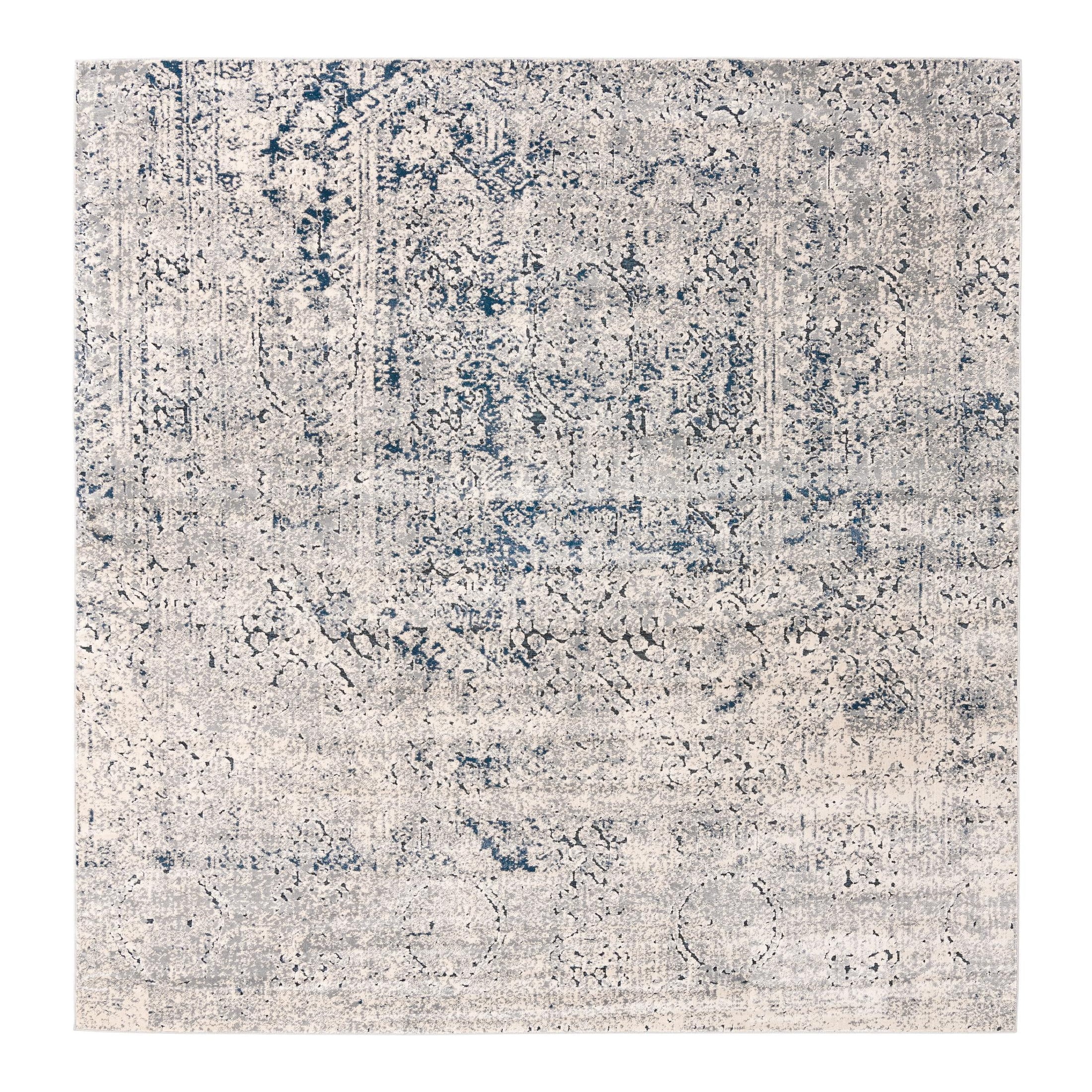 Gray Square Stain-Resistant Synthetic Indoor Rug