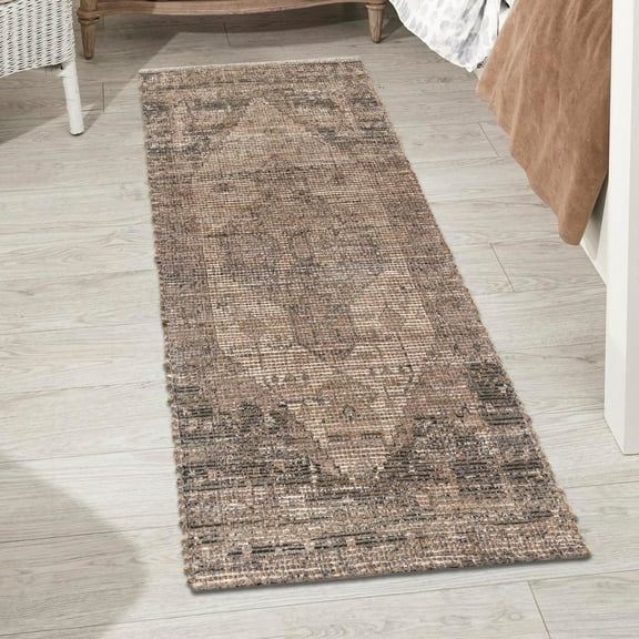Unique Loom Chenille Jute Collection Area Rug - Raj (2' 2" x 6' 1" Runner Natural/Light Brown)