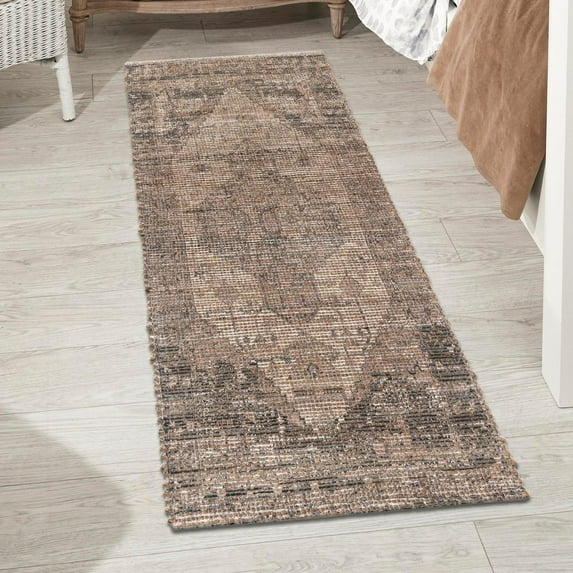Unique Loom Chenille Jute Collection Area Rug - Raj (2' 2" x 8' Runner Natural/Light Brown)