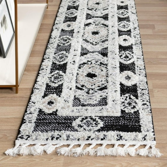 Unique Loom Cherokee Collection Area Rug - Boone (2' x 8' Runner Fossil Gray/Black)