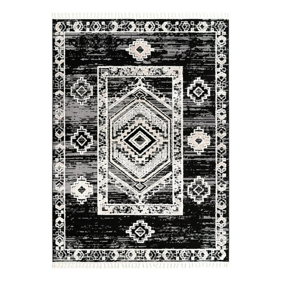 Unique Loom Cherokee Collection Area Rug - Boone (9' x 12' Rectangle Fossil Gray/Black)