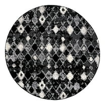 Unique Loom Cherokee Collection Area Rug - Clemson (4' Round Fossil Gray/Black)