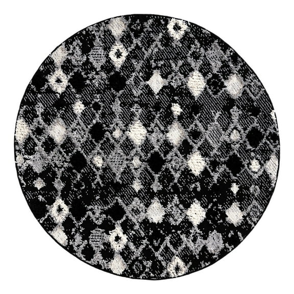 Unique Loom Cherokee Collection Area Rug - Clemson (4' Round Fossil Gray/Black)