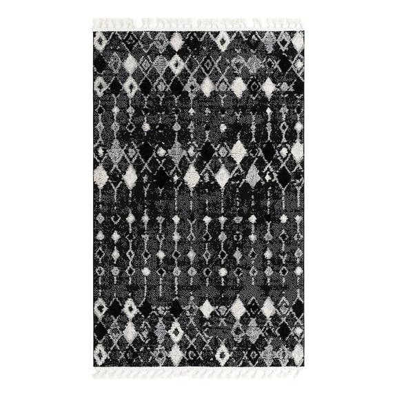 Unique Loom Cherokee Collection Area Rug - Clemson (5' 3" x 8' Rectangle Fossil Gray/Black)