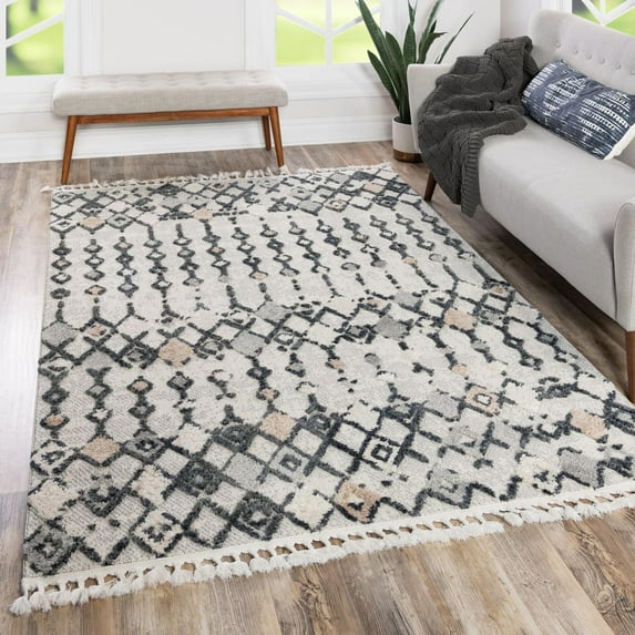 Unique Loom Cherokee Collection Area Rug - Clemson (7' 10" x 10' Rectangle Sand/Ivory)