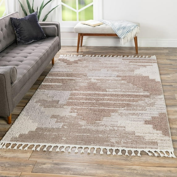 Unique Loom Cherokee Collection Area Rug - Henderson (4' x 6' Rectangle Sand/Ivory)