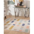 thumbnail image 1 of Unique Loom Cherry Lotus Rug Multi/Light Blue 6' 1" Square Geometric Contemporary Perfect For Dining Room Living Room Bed Room, 1 of 8