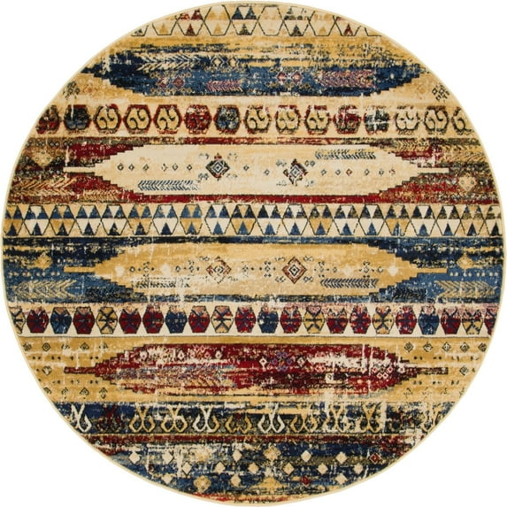 Unique Loom District Collection Area Rug - Chesapeake (5' Round Multi/Beige)