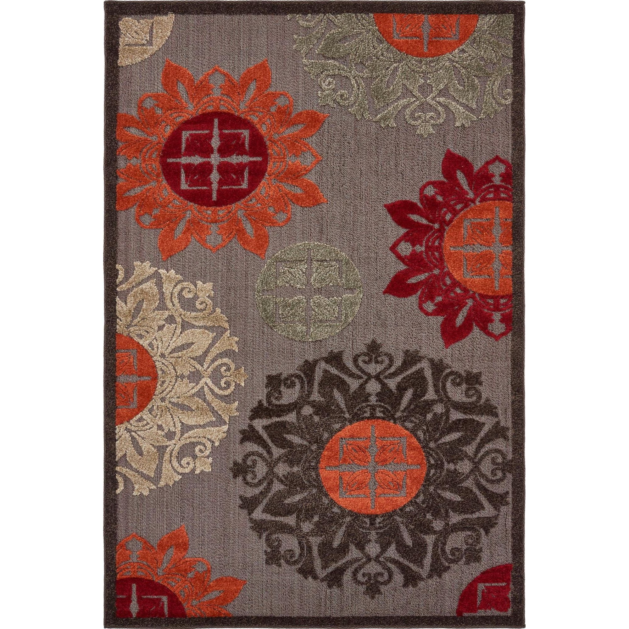 Unique Loom Chicago Indoor/Outdoor Modern Rug Brown/Orange 4' 1" x 6' 1