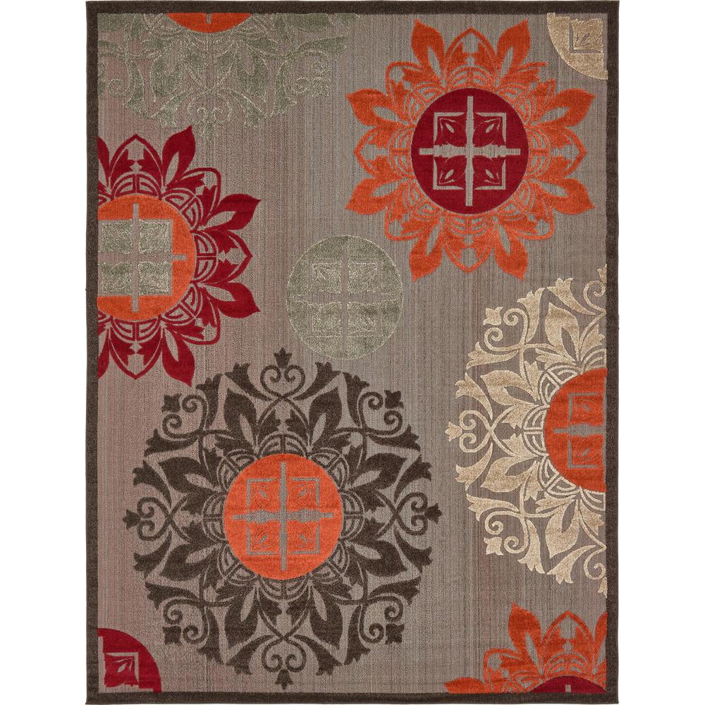 Unique Loom Chicago Indoor/Outdoor Modern Rug Brown/Orange 9' x 12' 2