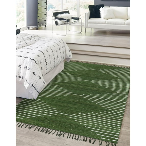 Unique Loom Chindi Cotton Collection Area Rug - Briah (2' x 3' 1" Rectangle Green/Ivory)