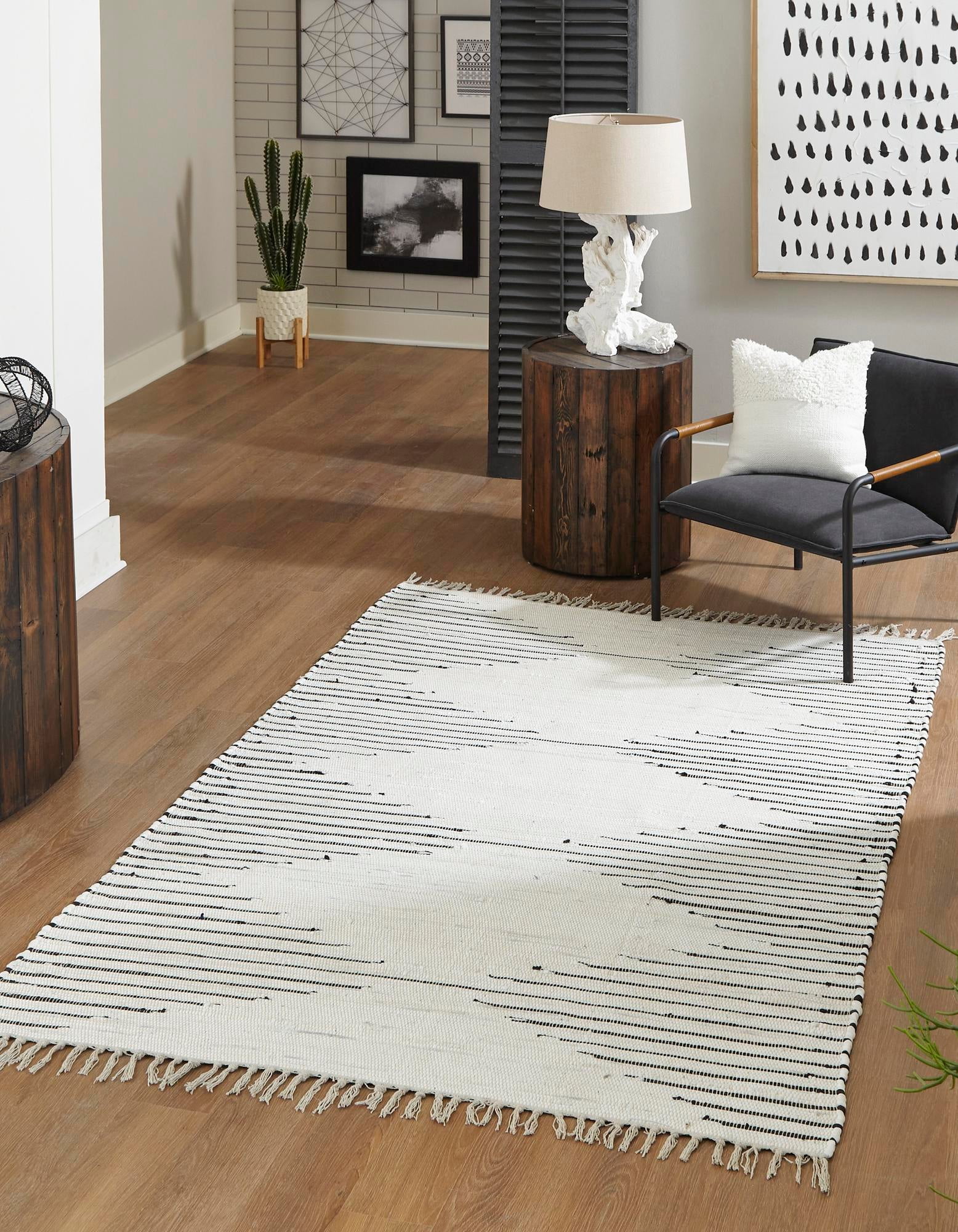 9x12 Rectangle Rug Unique Loom Chindi Cotton Collection Area Rug - Briah (9' x 12 ...