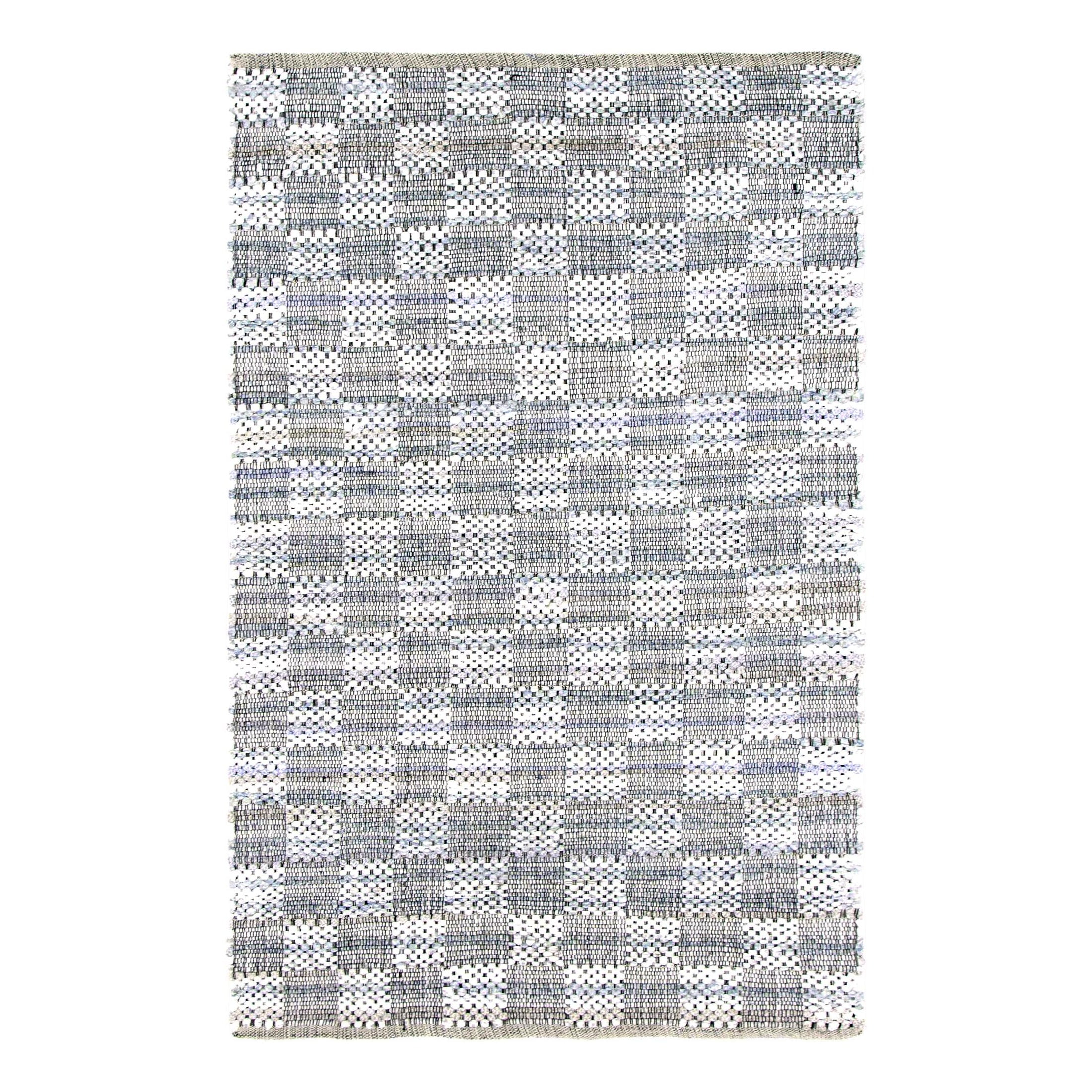Handwoven Ivory Cotton Geometric 4' x 6' Area Rug