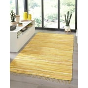 Unique Loom Chindi Cotton Collection Area Rug - Striped (2' 2" x 3' Rectangle Yellow/Beige)