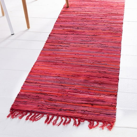 Unique Loom Chindi Cotton Collection Area Rug - Striped (2' 2" x 6' 7" Runner Red/Burgundy)