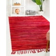 thumbnail image 1 of Unique Loom Chindi Cotton Collection Area Rug - Striped (5' x 8' Rectangle Red/Burgundy), 1 of 5