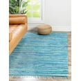 thumbnail image 1 of Unique Loom Chindi Cotton Collection Area Rug - Striped (8' x 10' Rectangle Light Blue/Ivory), 1 of 7