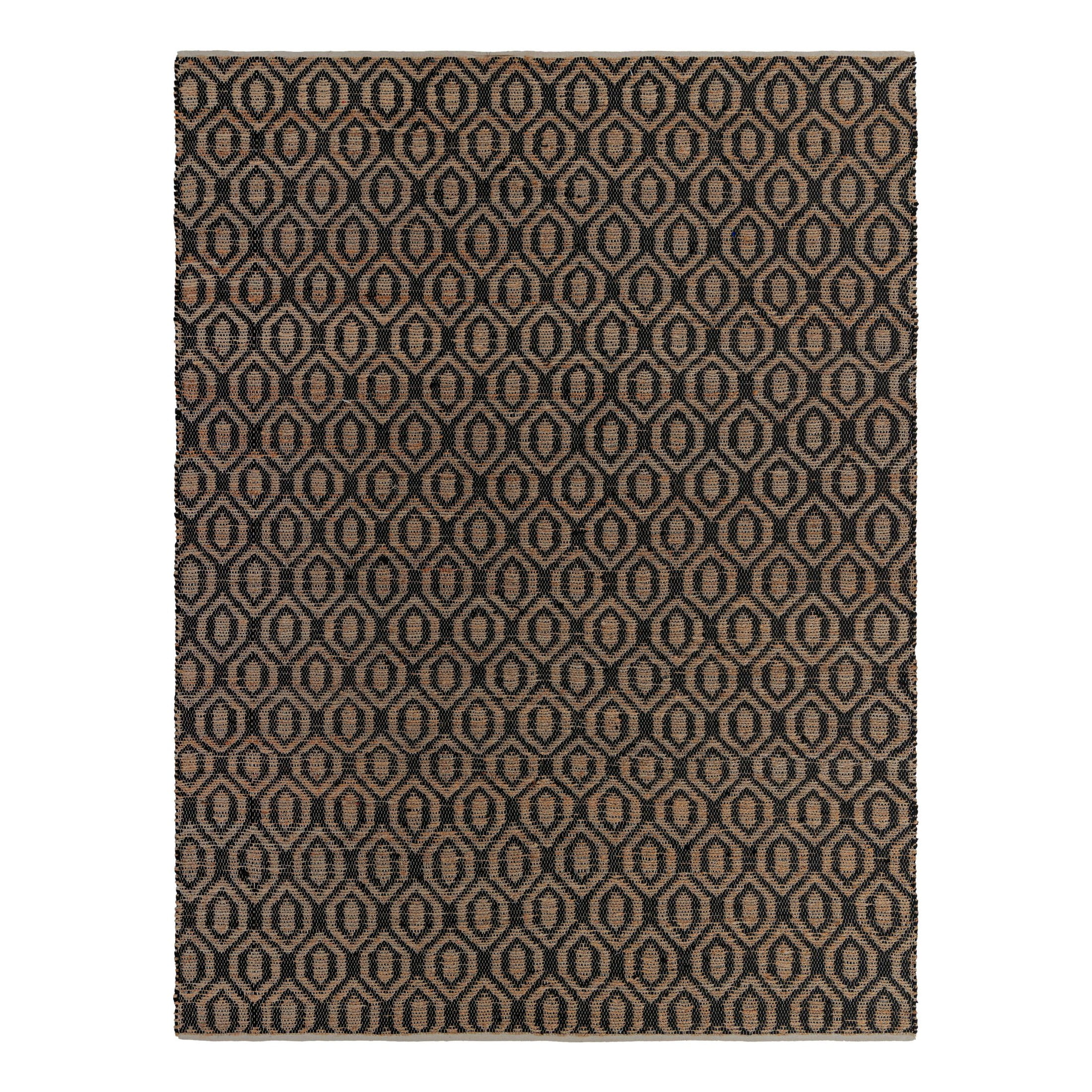 Unique Loom Chindi Jute Collection Area Rug (10' x 14' 1" Rectangle Black/Navy Blue)