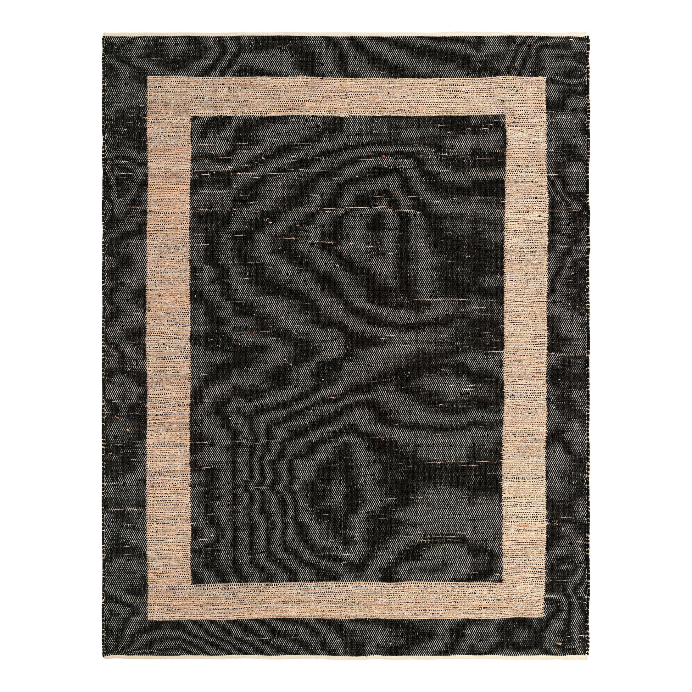 Handmade Braided Black Geometric Indoor Rug 10' x 14'