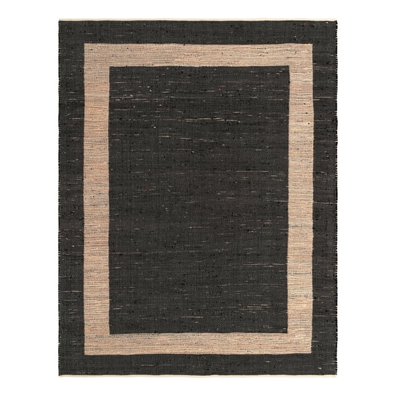 Unique Loom Chindi Jute Collection Area Rug (10' x 14' 1" Rectangle Black/Navy Blue)