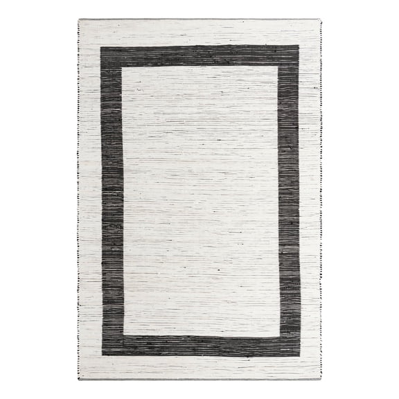 Unique Loom Chindi Jute Collection Area Rug (10' x 14' 1" Rectangle White and Black/Black)