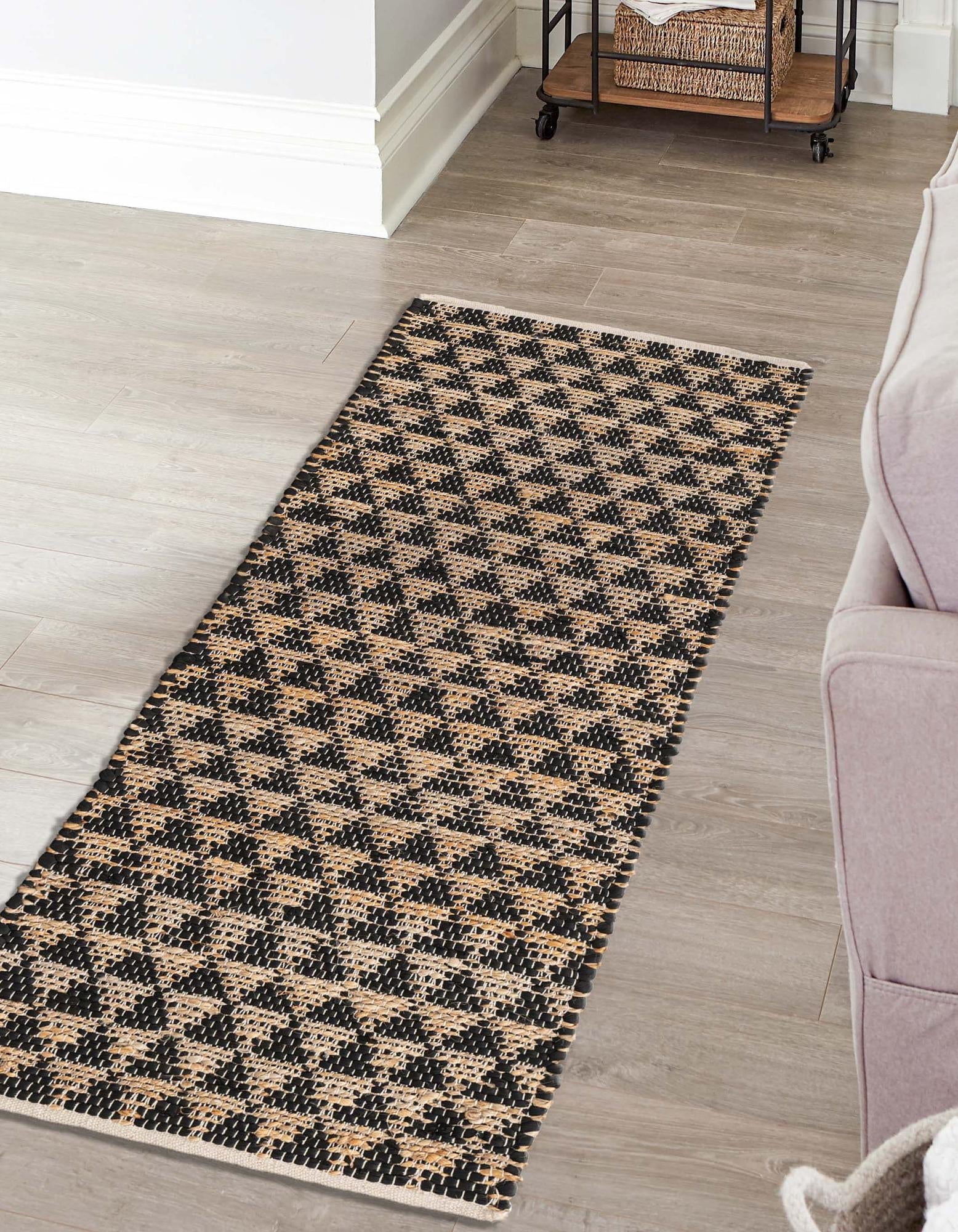 Unique Loom Chindi Jute Collection Area Rug (2' 7" x 10' Runner Black/Natural)